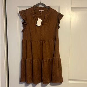 Skies Are Blue Brown Ruffled Dress